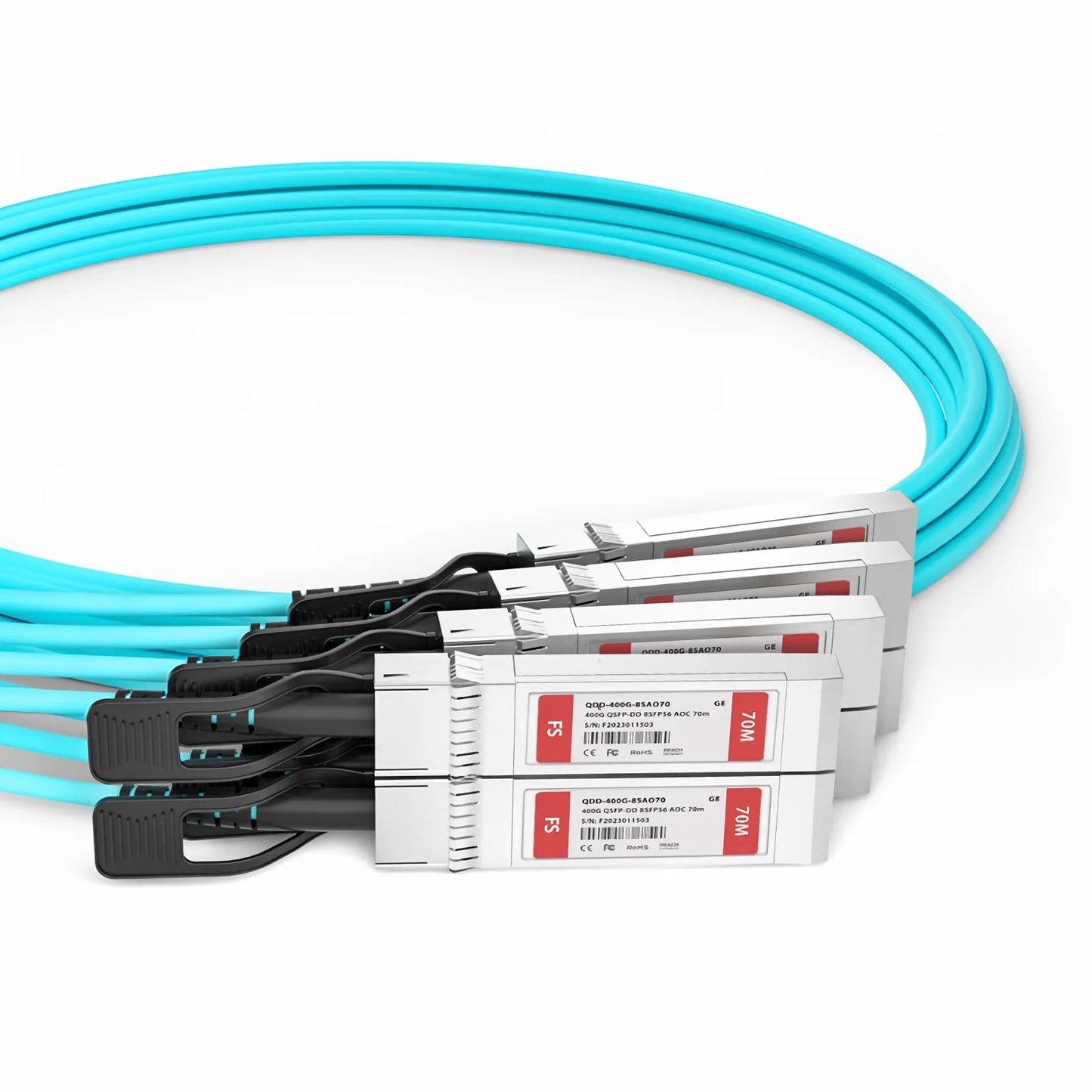 70m (230ft) Generic Compatible 400G QSFP-DD 8 x 50G PAM4 to 8 x 50G SFP56 25G NRZ Active Optical Breakout Cable