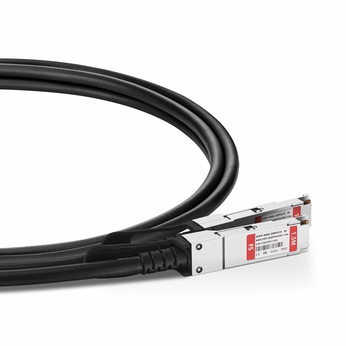 1.5m (5ft) Arista Networks Compatible 400G OSFP 8 x 50G PAM4 Finned Top to 2 x 200G QSFP56 4 x 50G PAM4 Passive Direct Attach Copper Breakout Cable