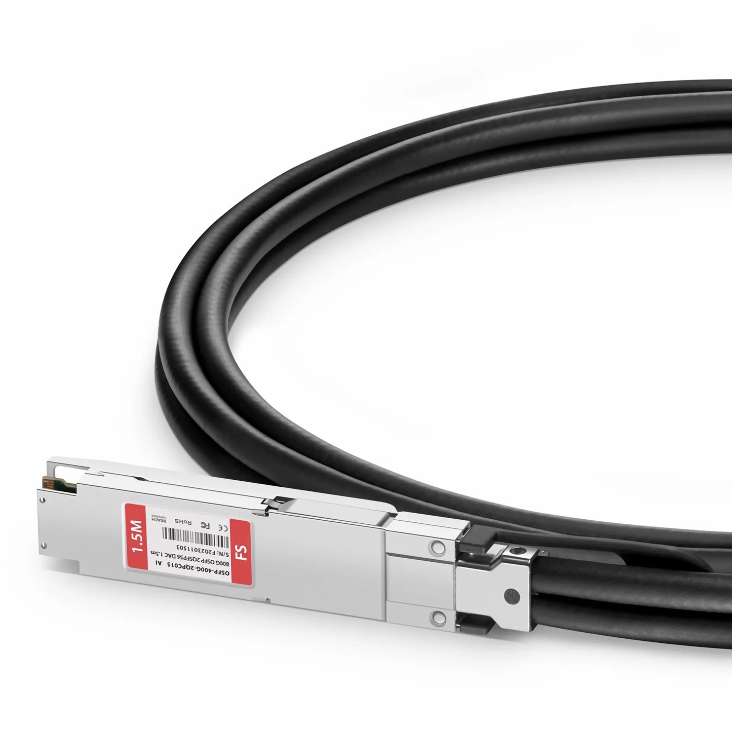 1.5m (5ft) Arista Networks Compatible 400G OSFP 8 x 50G PAM4 Finned Top to 2 x 200G QSFP56 4 x 50G PAM4 Passive Direct Attach Copper Breakout Cable
