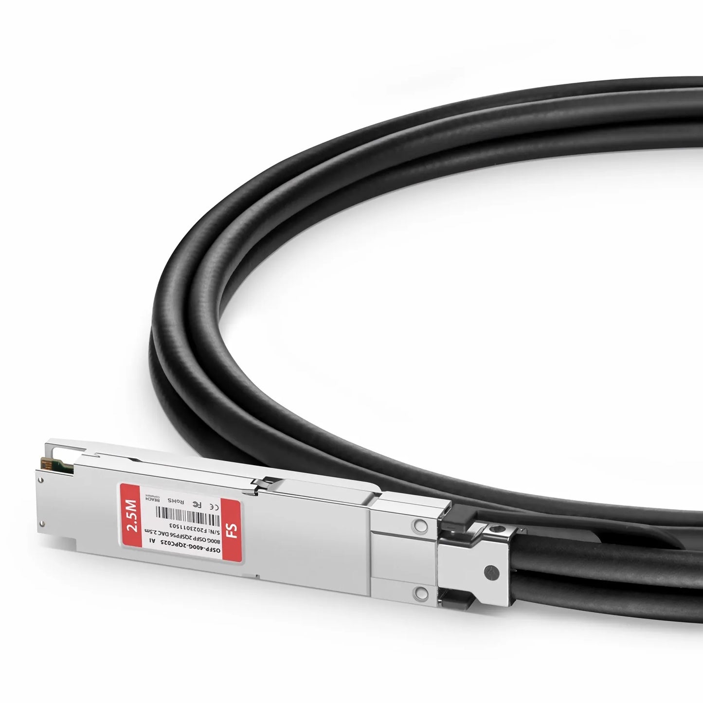 2.5m (8ft) Arista Networks Compatible 400G OSFP 8 x 50G PAM4 Finned Top to 2 x 200G QSFP56 4 x 50G PAM4 Passive Direct Attach Copper Breakout Cable