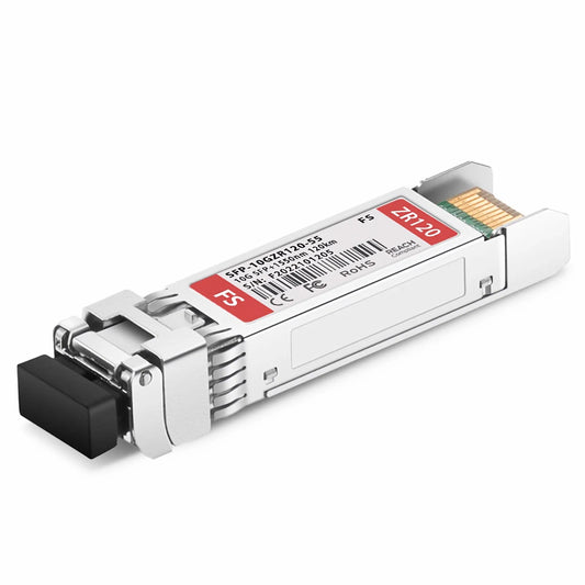 10GBASE-ZR SFP+ 1550nm 120km DOM Duplex LC/UPC SMF Optical Transceiver Module for FS Switches