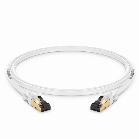 3ft (0.9m) Cat8 28AWG Snagless Shielded (S/FTP) PVC CM Ethernet Network Patch Cable, Off-White