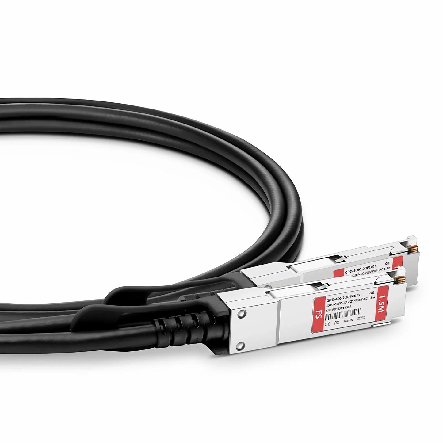 1.5m (5ft) Generic Compatible 400G QSFP-DD 8 x 50G PAM4 to 2 x 200G QSFP56 4 x 50G PAM4 Passive Direct Attach Copper Breakout Cable