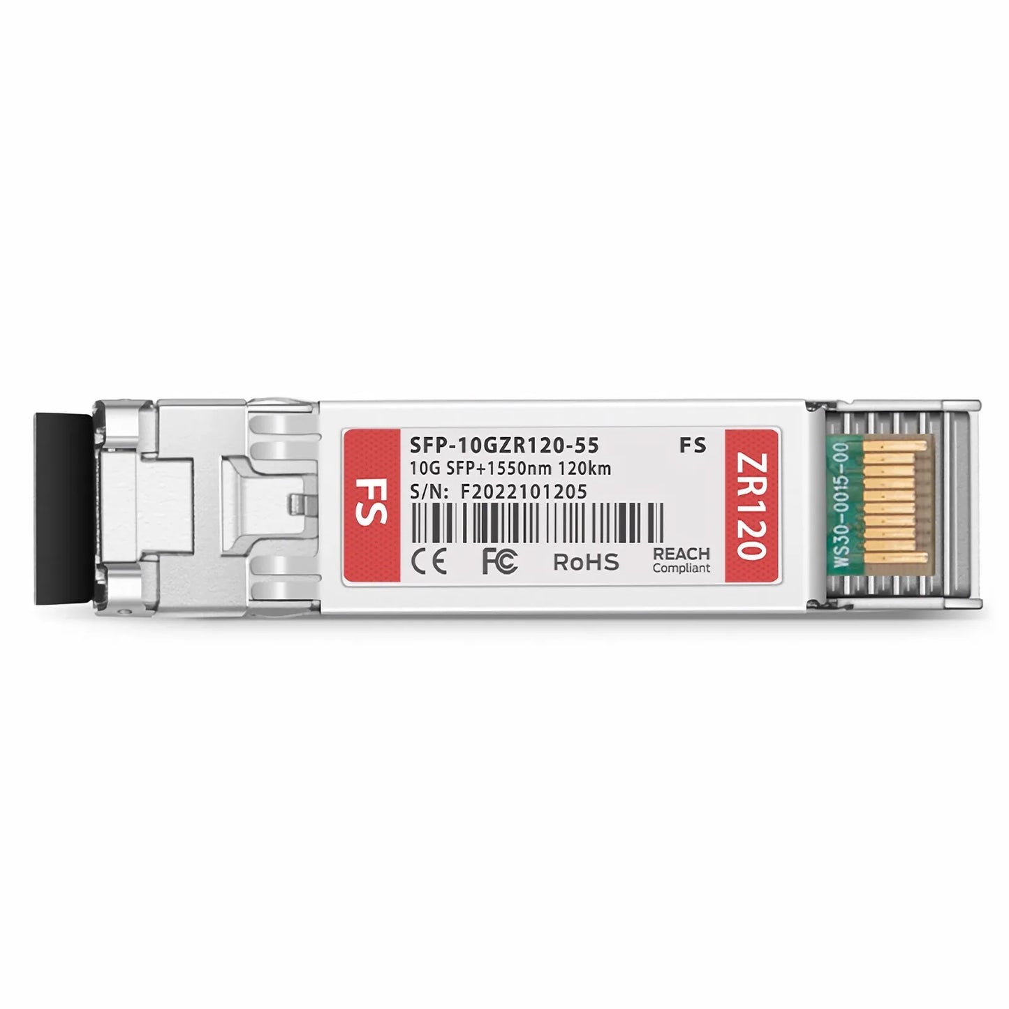 10GBASE-ZR SFP+ 1550nm 120km DOM Duplex LC/UPC SMF Optical Transceiver Module for FS Switches