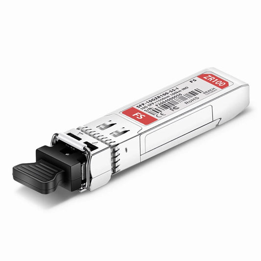 10GBASE-ZR SFP+ 1550nm 100km DOM Duplex LC/UPC SMF Optical Transceiver Module for FS Switches (Industrial)