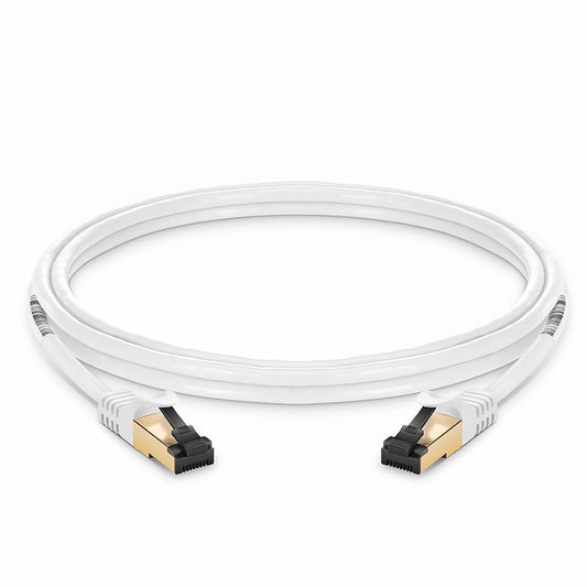 7ft (2.1m) Cat8 28AWG Snagless Shielded (S/FTP) PVC CM Ethernet Network Patch Cable, Off-White