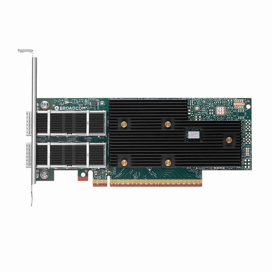 Broadcom® BCM957608-P2200GQF00 Ethernet Network Interface Card, 200G Dual-Port QSFP112, PCIe 5.0 x 16, Standard & Low Profile