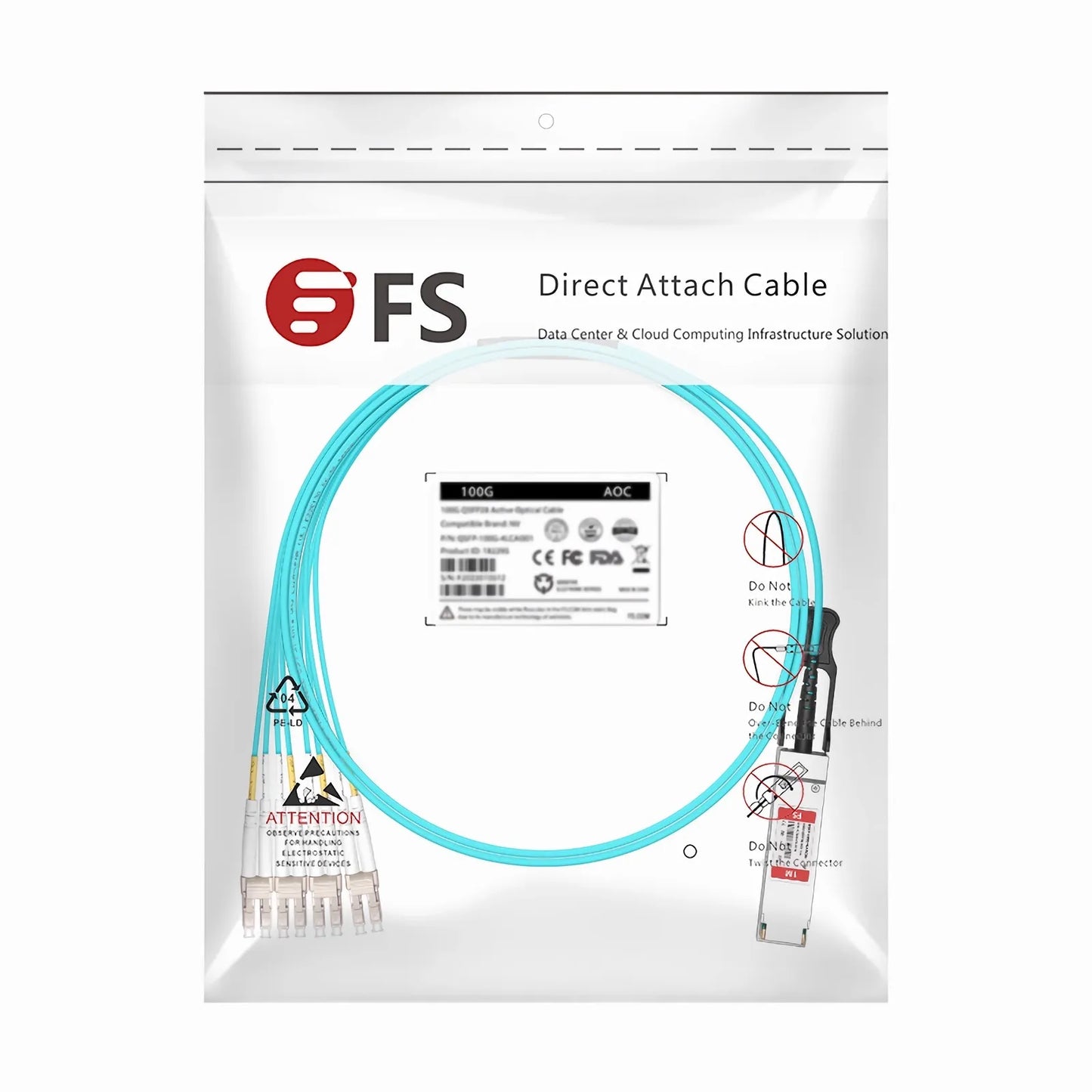 5m (16ft) Cisco Compatible 100G QSFP28 4 x 25G NRZ to 4 Duplex LC 25G NRZ Active Optical Breakout Cable