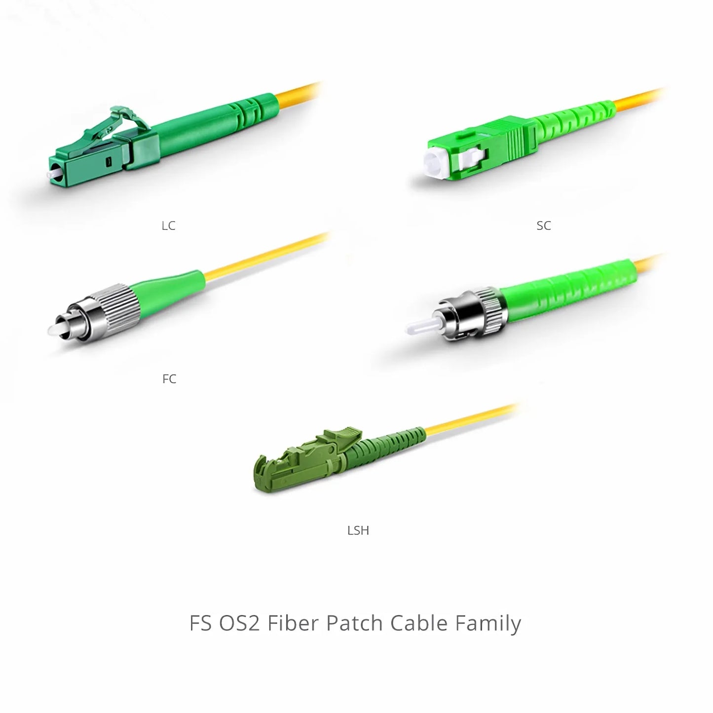 1.5m (5ft) Fiber Patch Cable, 1 Fiber, LC UPC Simplex to SC APC Simplex, Single Mode (OS2), Riser (OFNR), 2.0mm, Tight-Buffered, Yellow