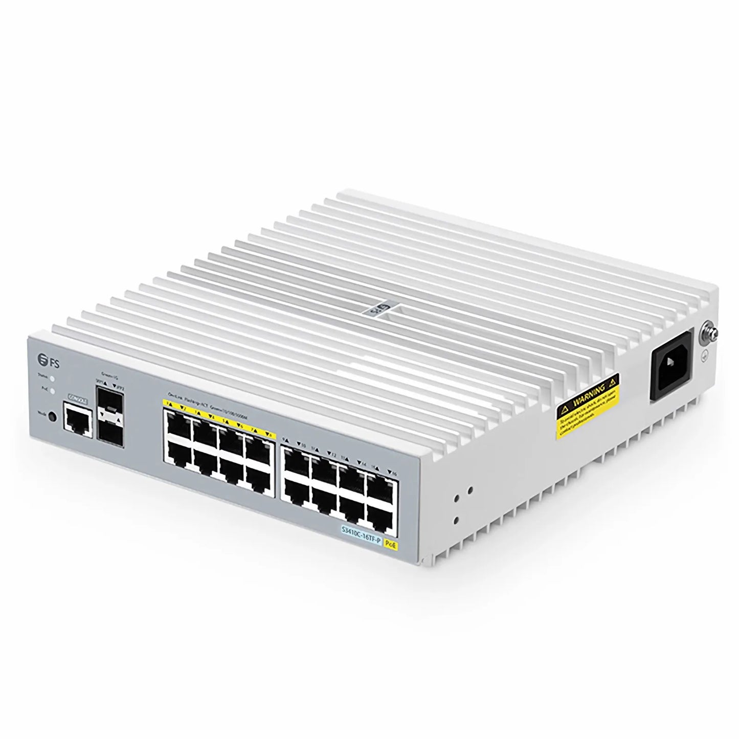 S3410C-16TF-P, 16-Port Gigabit Ethernet L2+ PoE+ Switch, 8 x PoE+ Ports@125W, 8 x 1Gb RJ45, with 2 x 1Gb SFP Uplinks, PicOS®, Support MLAG, Broadcom Chip, Fanless