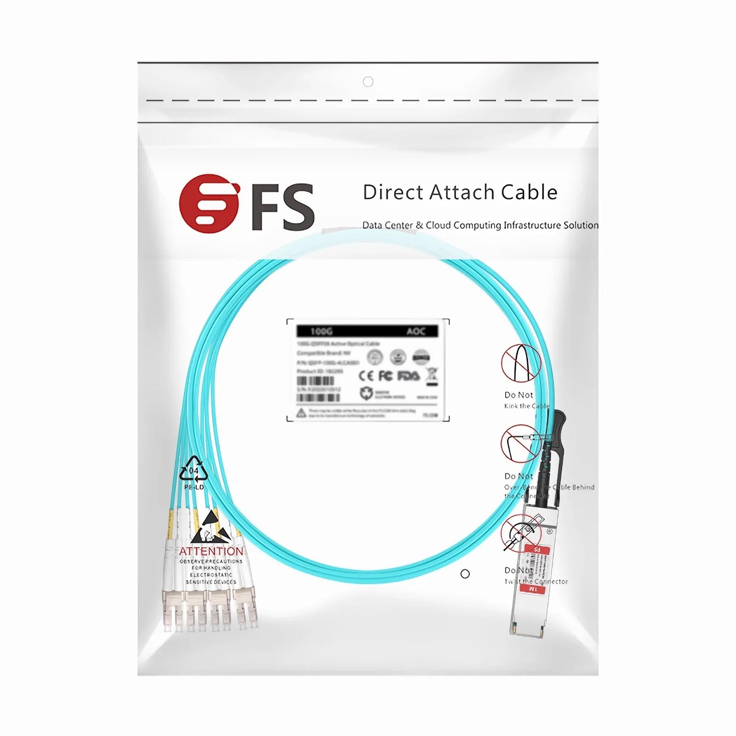 10m (33ft) Cisco Compatible 100G QSFP28 4 x 25G NRZ to 4 Duplex LC 25G NRZ Active Optical Breakout Cable
