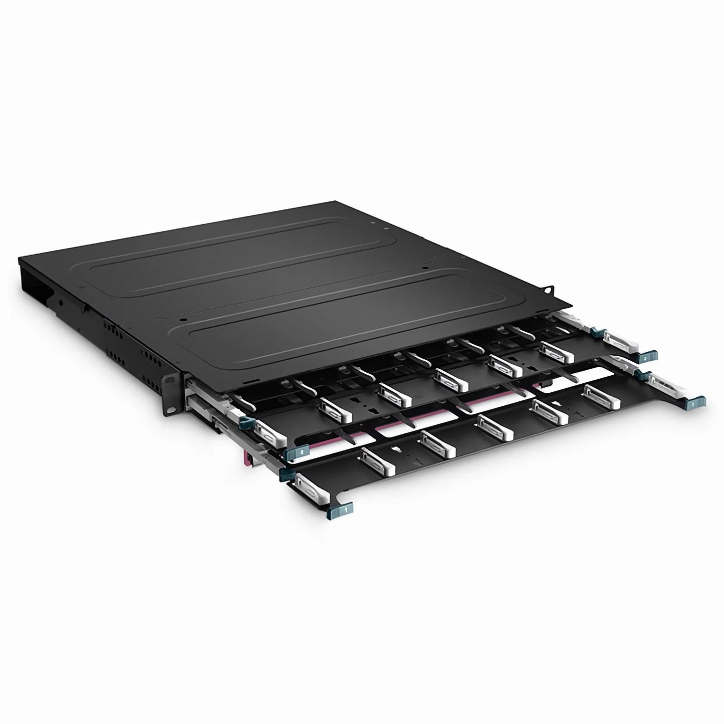 FHX™ Standard Density 1U Rack Mount Enclosure Unloaded, 2-layer Sliding Drawer, Holds up to 12 x FHX™ Base-8 Cassettes, 96 Fibers (LC)