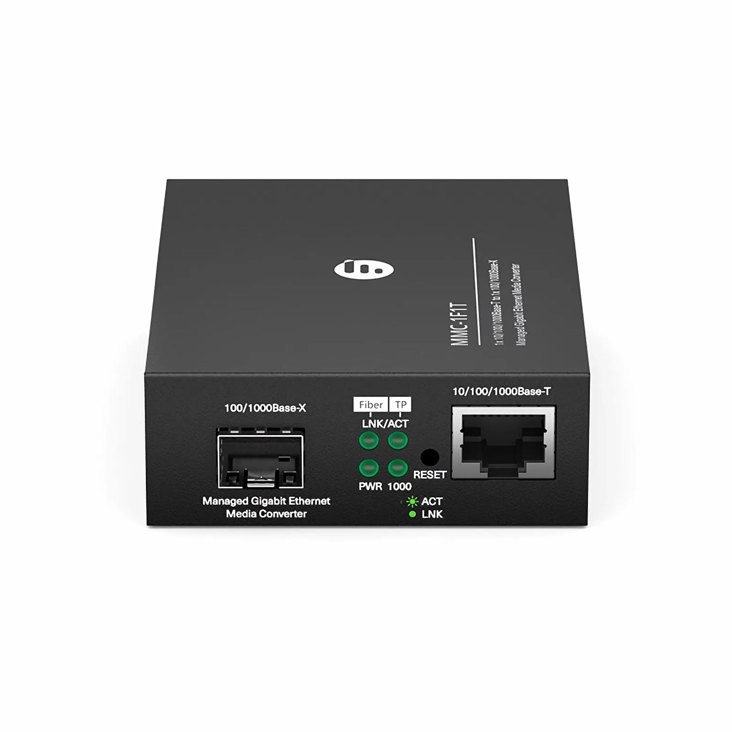 Managed 1x 10/100/1000Base-T RJ45 to 1x 100/1000Base-X SFP Gigabit Ethernet Media Converter, European Plug standard