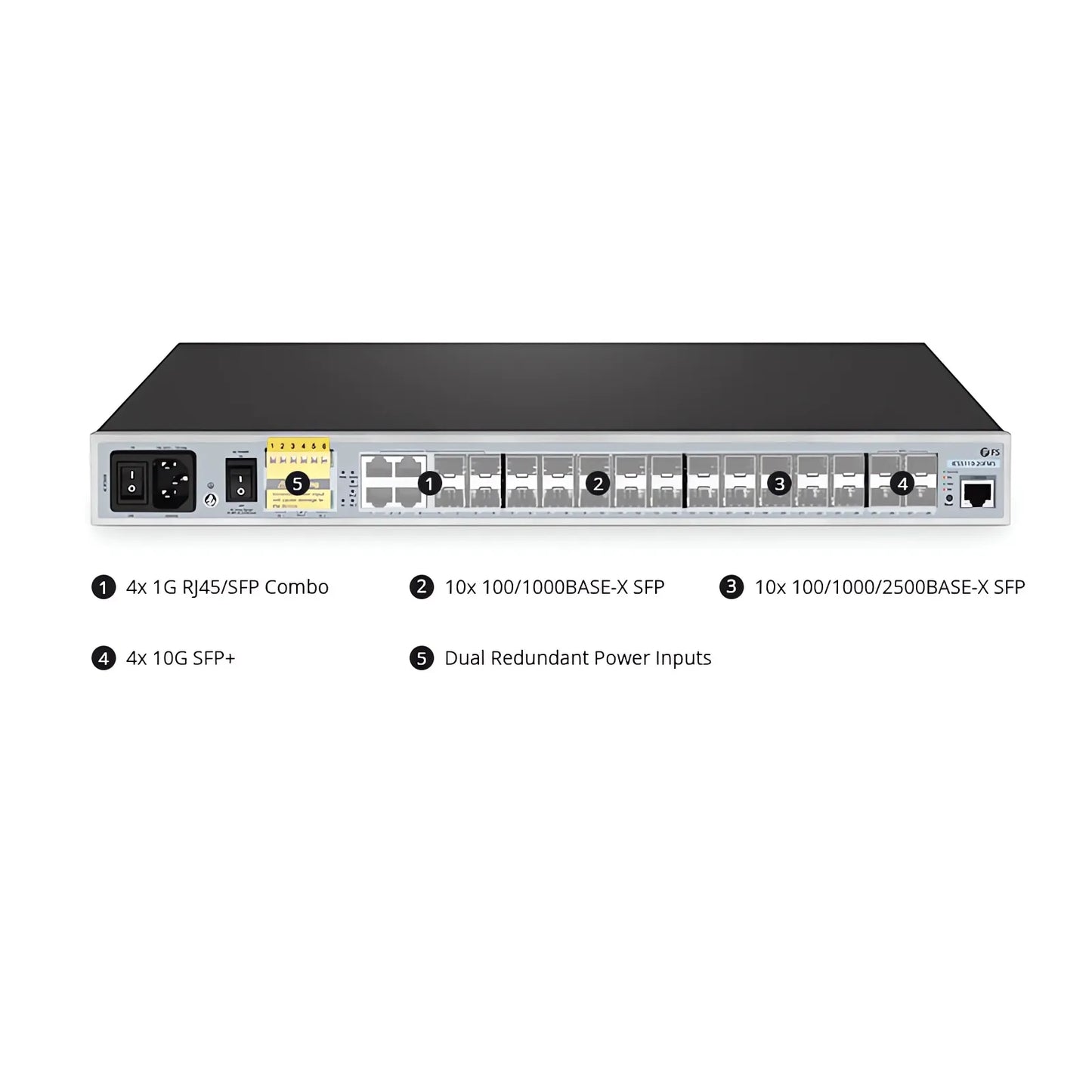 IES5110-20FMS, 20-Port Ethernet L2+ Managed Industrial Switch, 10 x 1Gb SFP, 10 x 1/2.5Gb SFP, with 4 x 1Gb RJ45/SFP Combo, 4 x 10Gb SFP+, Wide-Temp