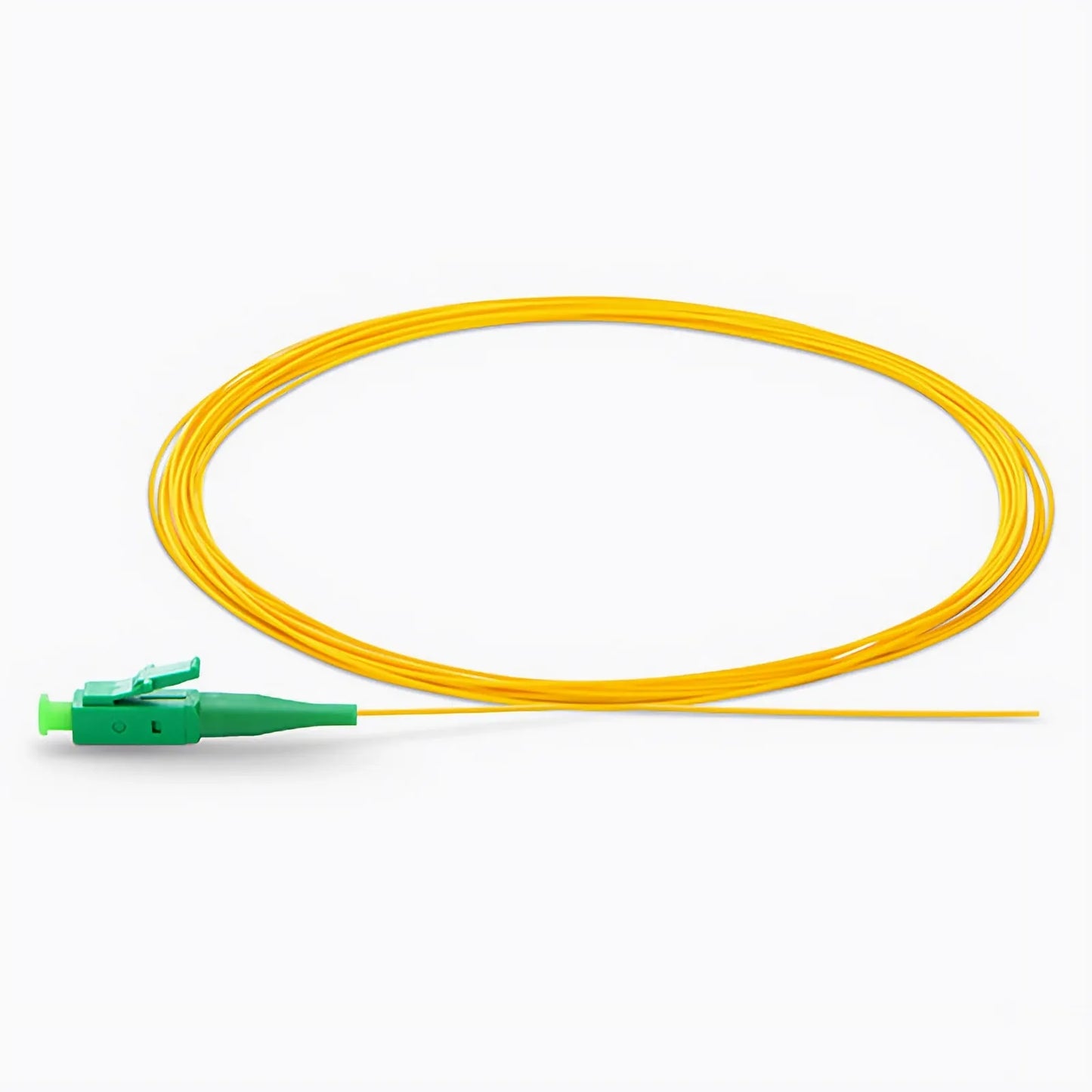 1m (3ft) Fiber Pigtail, LC APC to Unterminated, Simplex, OS2 Single Mode, PVC (Unrated), 0.9mm, Yellow