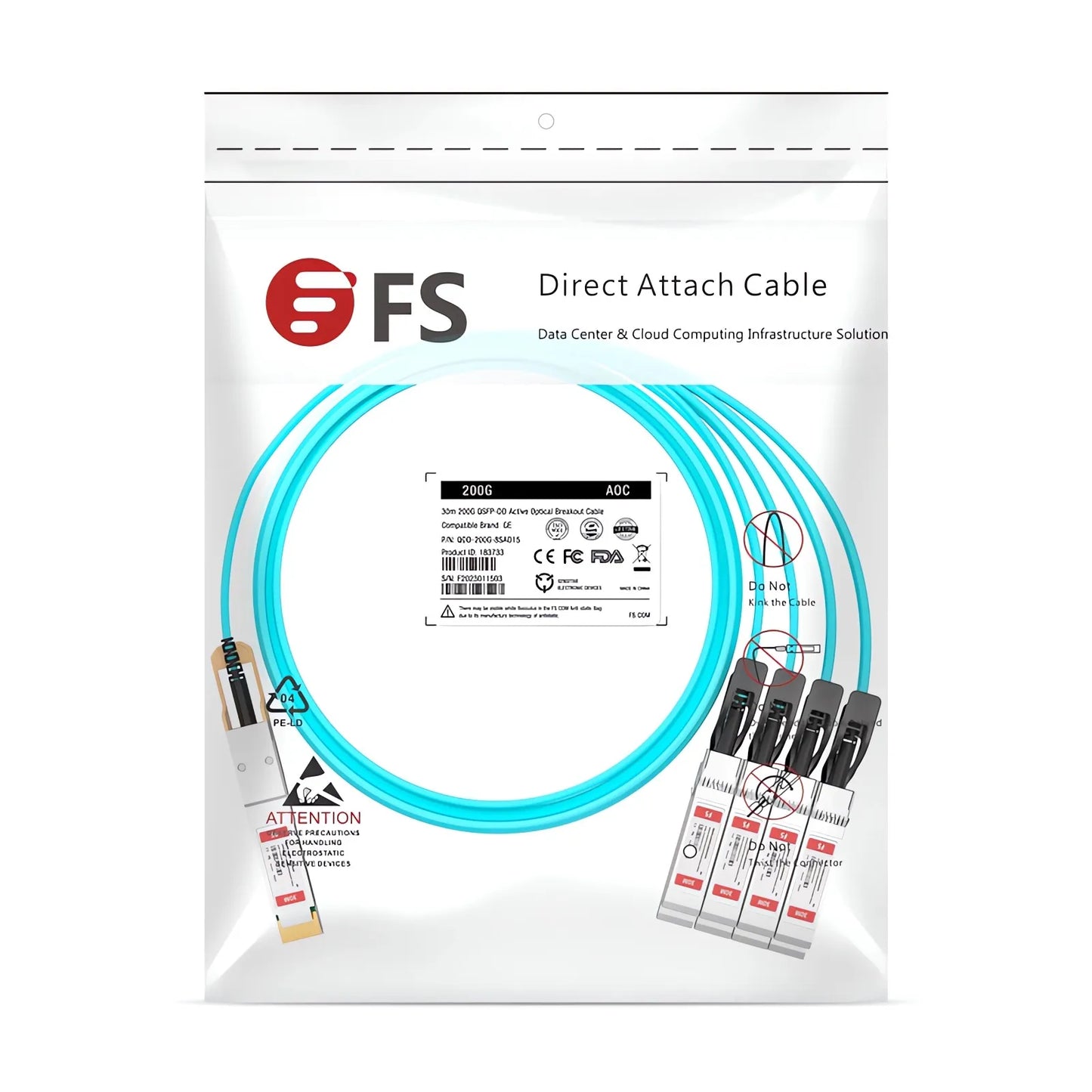 25m (82ft) Arista Networks Compatible 200G QSFP-DD 8 x 25G NRZ to 8 x 25G SFP28 25G NRZ Active Optical Breakout Cable