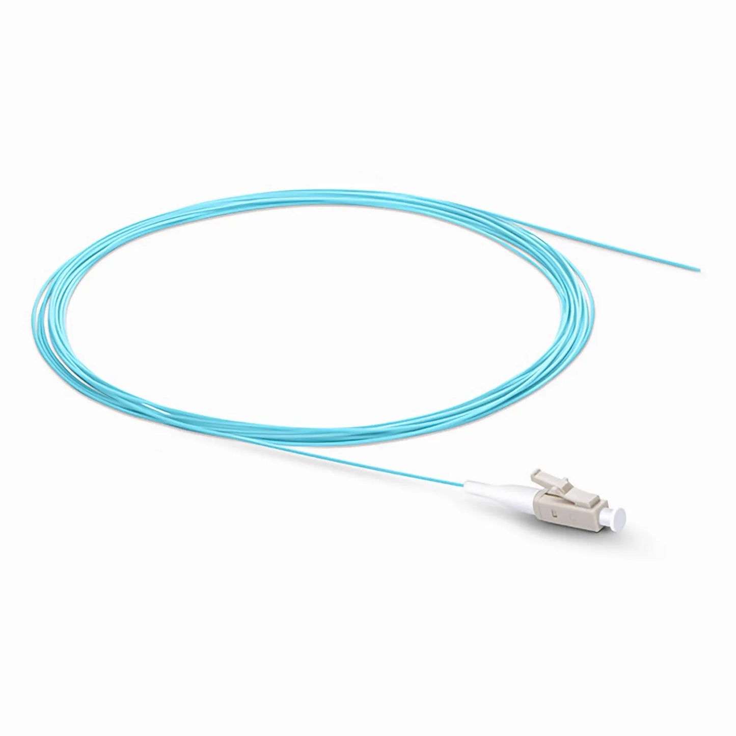 1m (3ft) Fiber Pigtail, SC UPC to Unterminated, Simplex, OM3 Multimode, PVC (Unrated), 0.9mm, Aqua