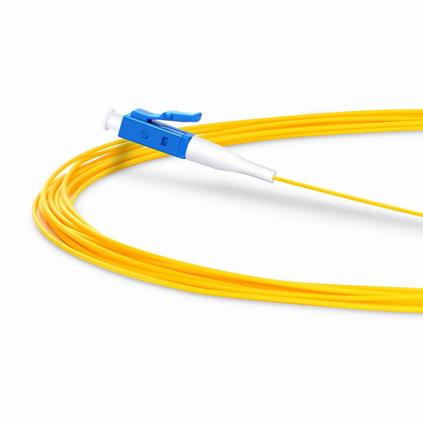 2m (7ft) Fiber Pigtail, LC UPC to Unterminated, Simplex, OS2 Single Mode, PVC (Unrated), 0.9mm, Yellow
