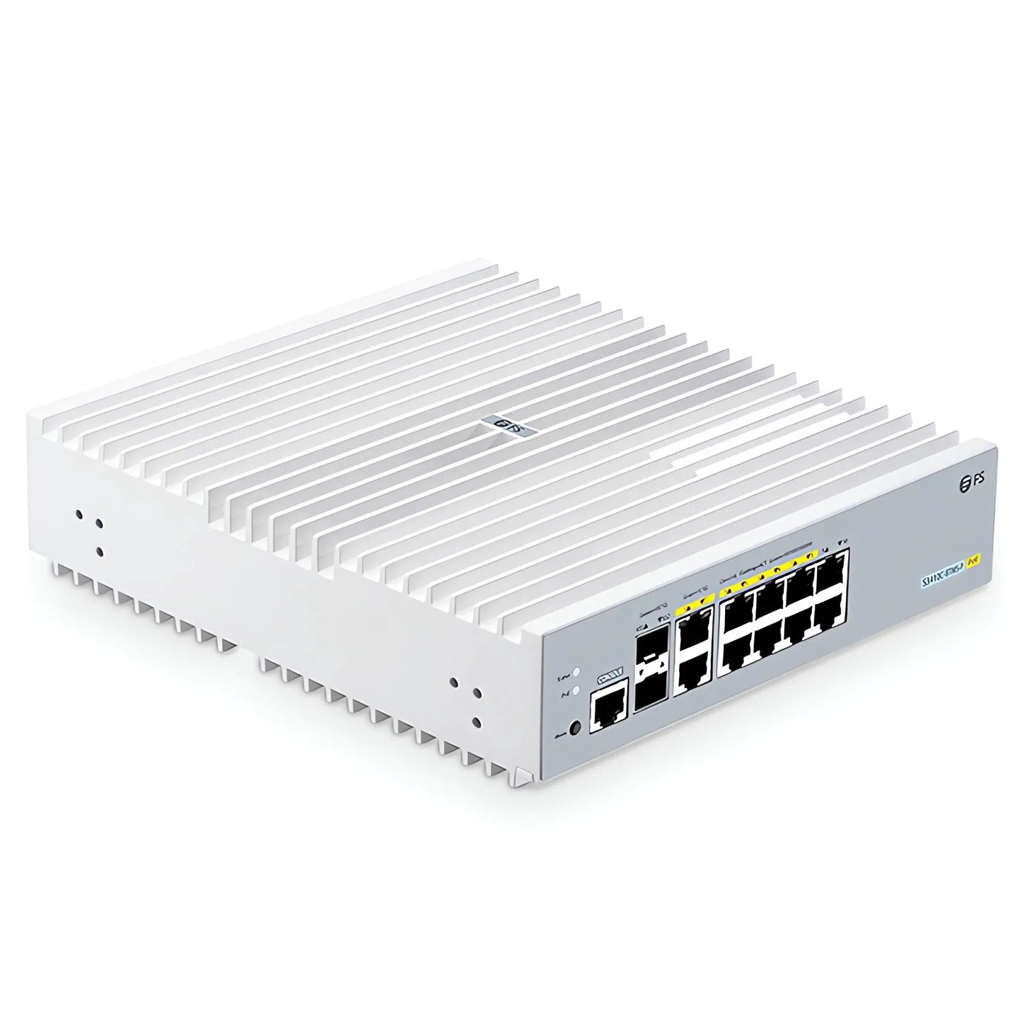 S3410C-8TMS-P, 8-Port Gigabit Ethernet L2+ PoE+ Switch, 8 x PoE+ Ports@125W, 2 x 5Gb RJ45, with 2 x 10Gb SFP+ Uplinks, PicOS®, Support MLAG, Broadcom Chip, Fanless