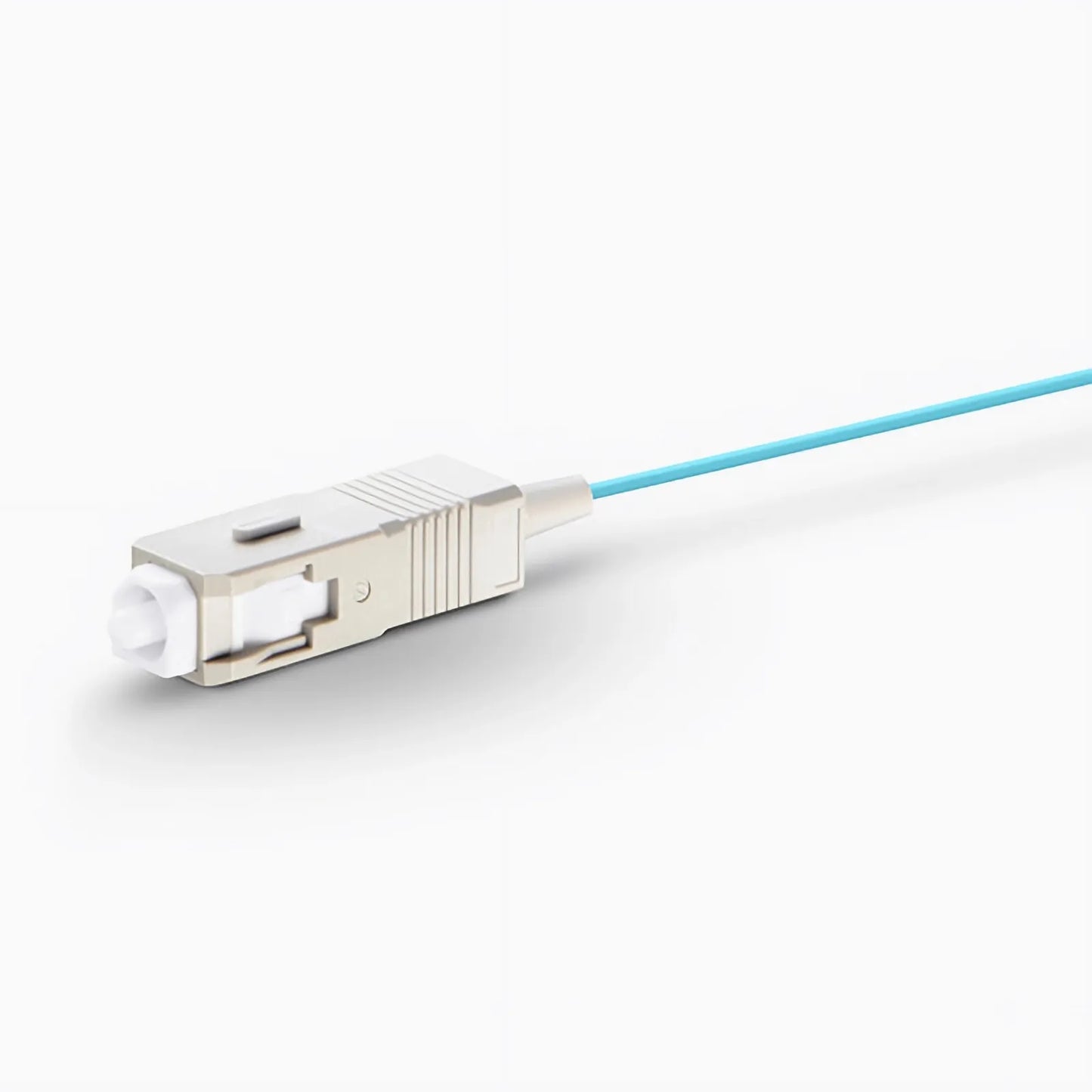 2m (7ft) Fiber Pigtail, SC UPC to Unterminated, Simplex, OM3 Multimode, PVC (Unrated), 0.9mm, Aqua