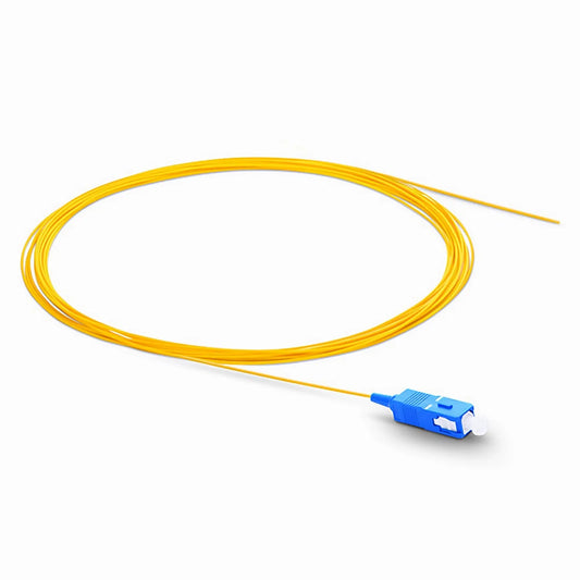 2m (7ft) Fiber Pigtail, SC UPC to Unterminated, Simplex, OS2 Single Mode, PVC (Unrated), 0.9mm, Yellow