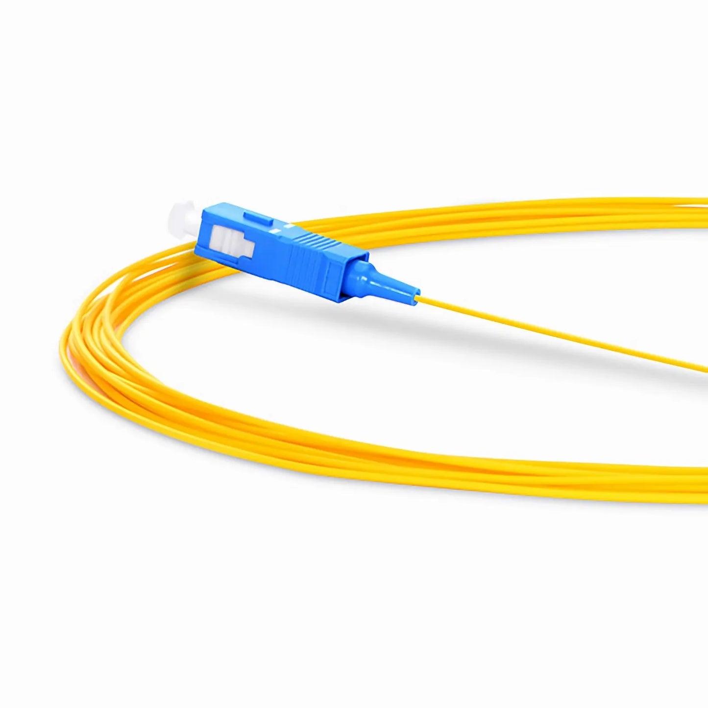 2m (7ft) Fiber Pigtail, SC UPC to Unterminated, Simplex, OS2 Single Mode, PVC (Unrated), 0.9mm, Yellow