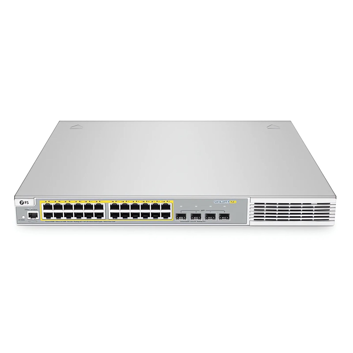 S3410L-24TF-P, 24-Port Ethernet L2+ PoE+ Switch, 24 x PoE+ Ports @370W, with 4 x 1Gb SFP Uplinks, PicOS®, Support MLAG, Broadcom Chip