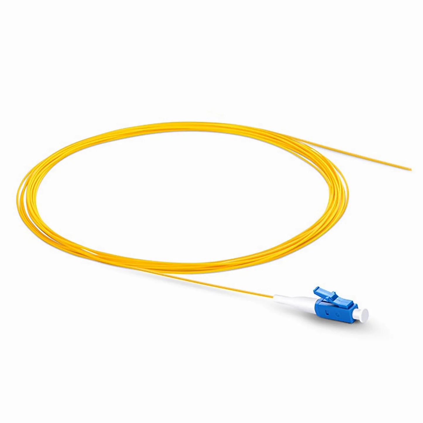 2m (7ft) Fiber Pigtail, LC UPC to Unterminated, Simplex, OS2 Single Mode, PVC (Unrated), 0.9mm, Yellow