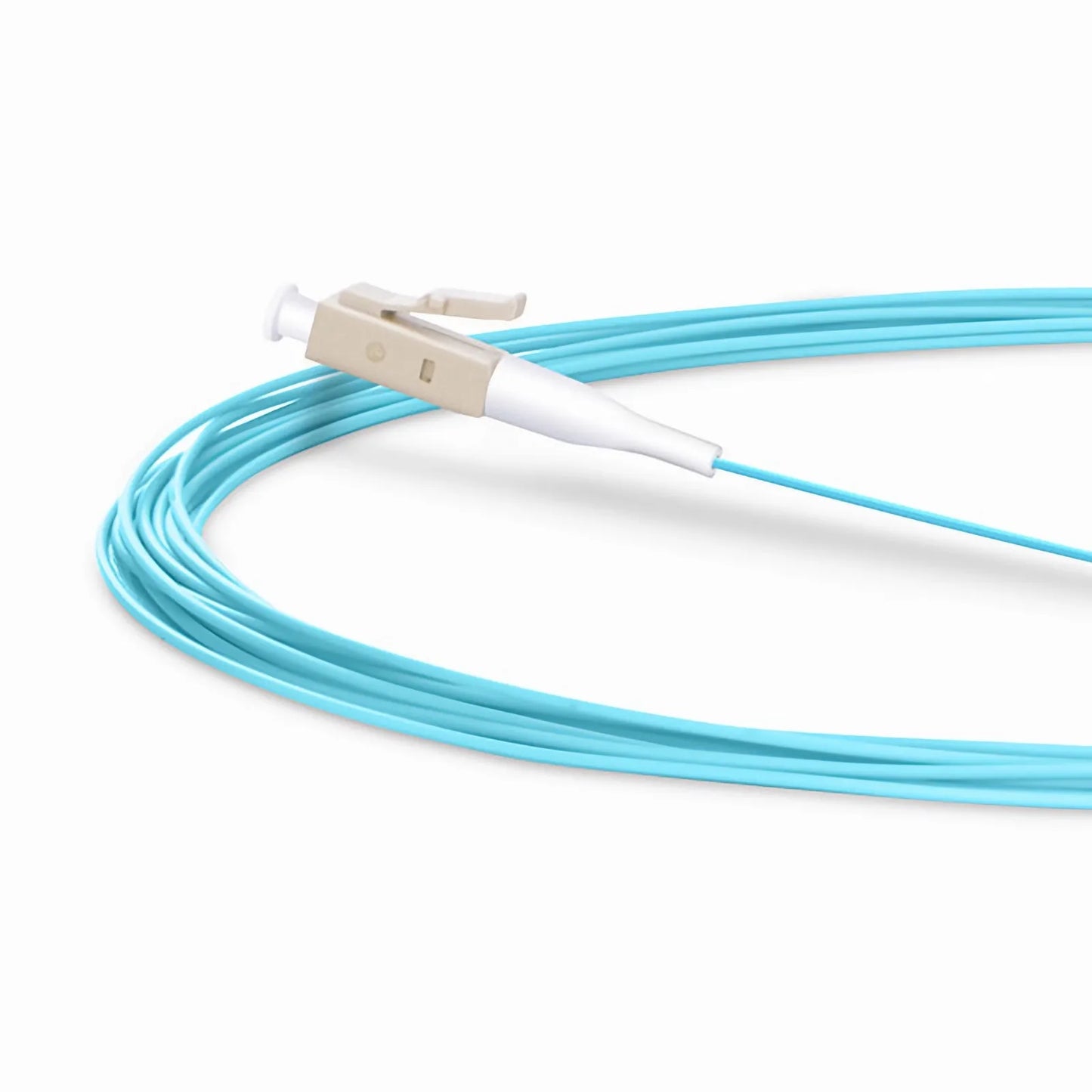 1m (3ft) Fiber Pigtail, SC UPC to Unterminated, Simplex, OM3 Multimode, PVC (Unrated), 0.9mm, Aqua