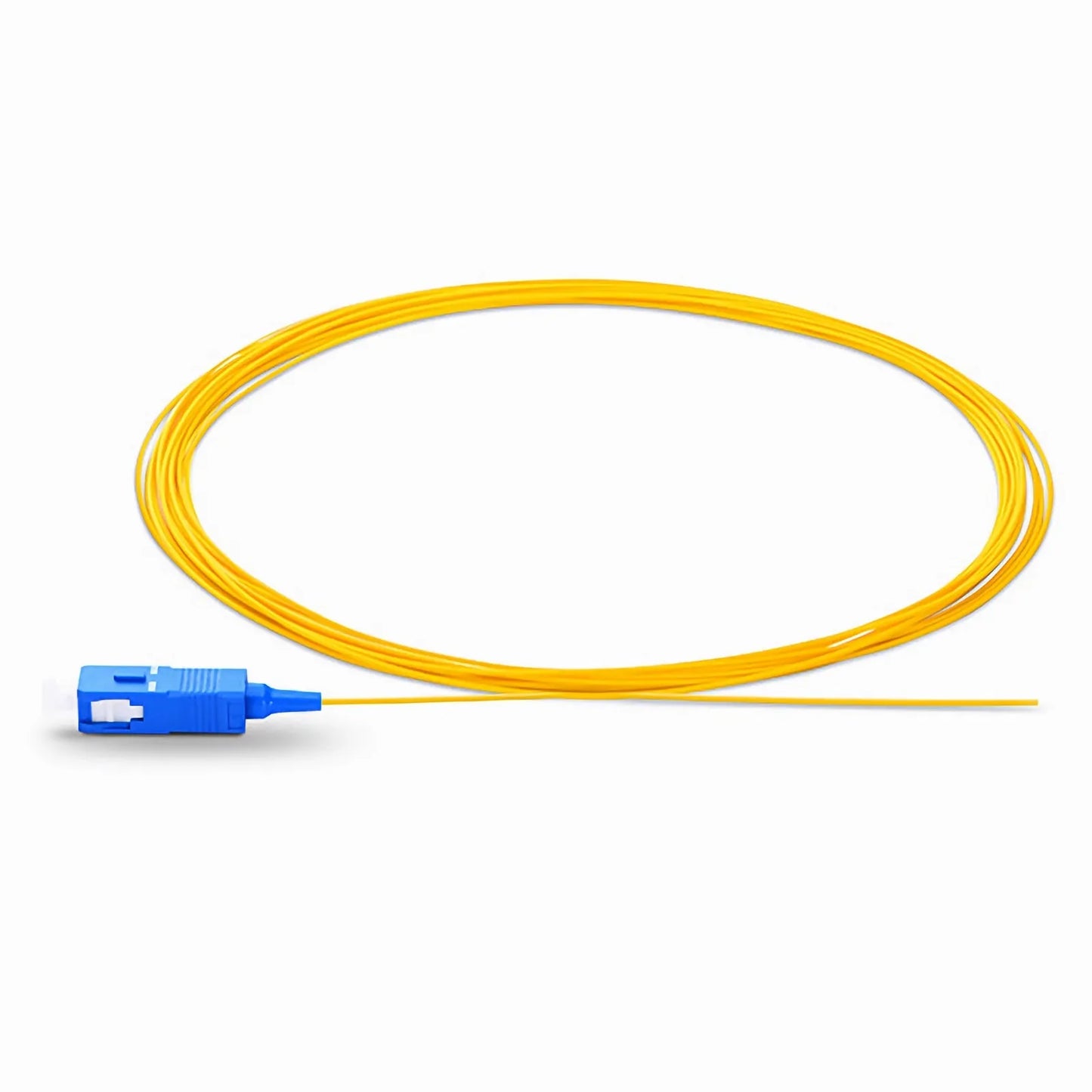 2m (7ft) Fiber Pigtail, SC UPC to Unterminated, Simplex, OS2 Single Mode, PVC (Unrated), 0.9mm, Yellow