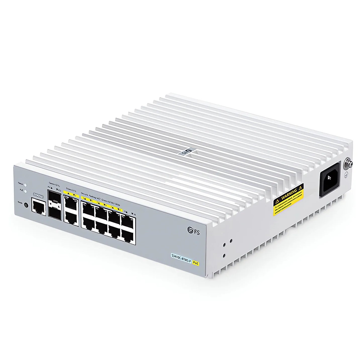 S3410C-8TMS-P, 8-Port Gigabit Ethernet L2+ PoE+ Switch, 8 x PoE+ Ports@125W, 2 x 5Gb RJ45, with 2 x 10Gb SFP+ Uplinks, PicOS®, Support MLAG, Broadcom Chip, Fanless