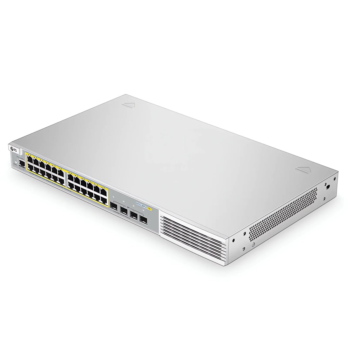 S3410L-24TF-P, 24-Port Ethernet L2+ PoE+ Switch, 24 x PoE+ Ports @370W, with 4 x 1Gb SFP Uplinks, PicOS®, Support MLAG, Broadcom Chip