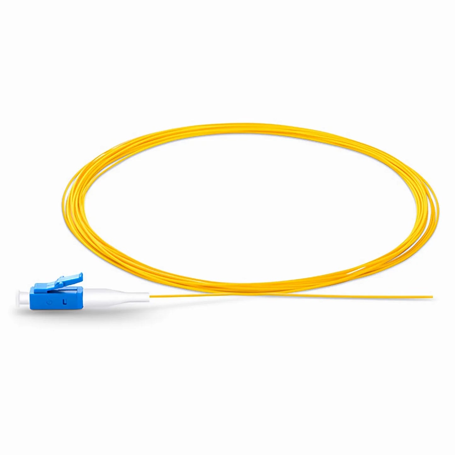 2m (7ft) Fiber Pigtail, LC UPC to Unterminated, Simplex, OS2 Single Mode, PVC (Unrated), 0.9mm, Yellow