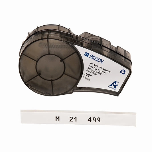 0.375in.W x 192in.L Collapse Nylon Labels with Ribbon for M210 and M211 Printers, Black on White