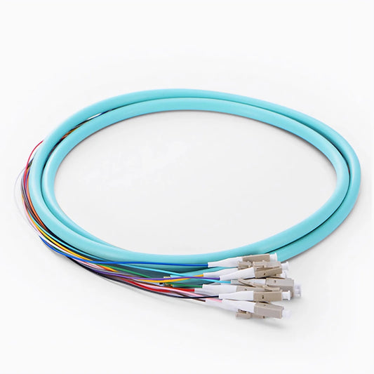1.5m (5ft) Fiber Pigtail, LC UPC to Unterminated, 12 Fibers, Bunch, OS2 Single Mode, PVC (Unrated), 0.9mm, Yellow