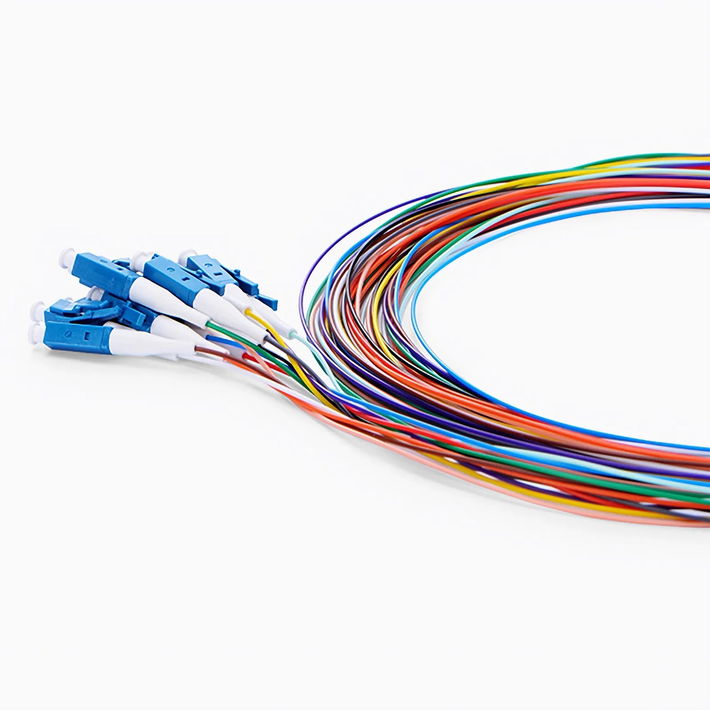 1m (3ft) Fiber Pigtail, LC UPC to Unterminated, Simplex, OM3 Multimode, PVC (Unrated), 0.9mm, Aqua