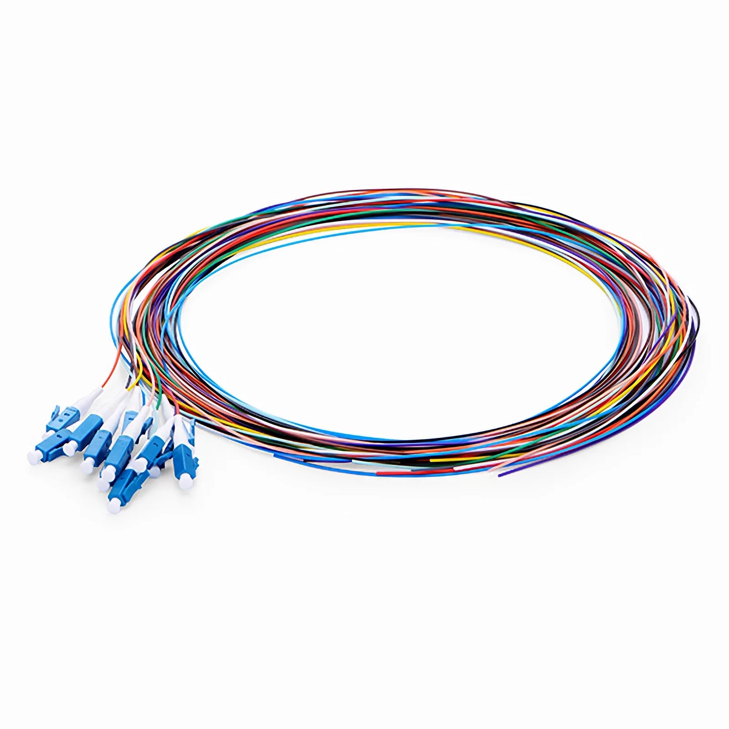 1m (3ft) Fiber Pigtail, LC UPC to Unterminated, Simplex, OM3 Multimode, PVC (Unrated), 0.9mm, Aqua