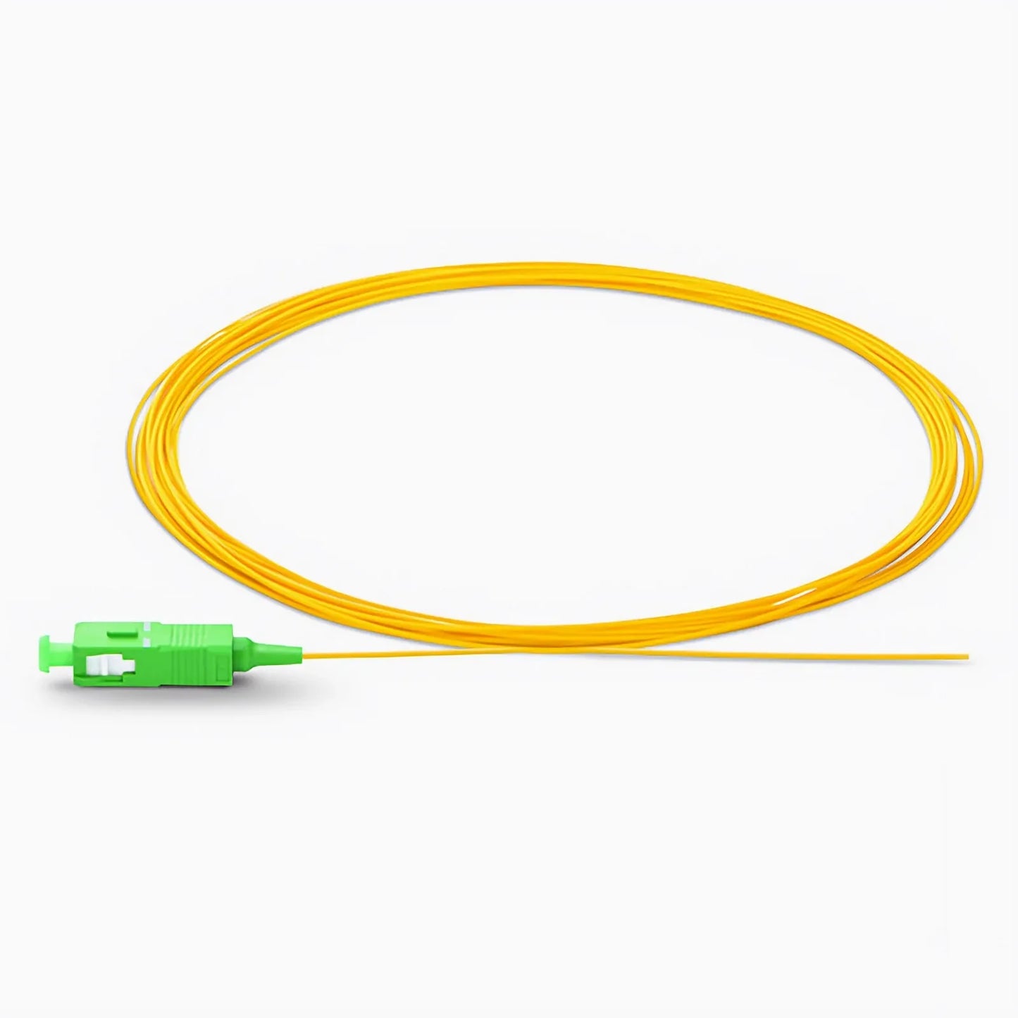 1m (3ft) Fiber Pigtail, SC APC to Unterminated, Simplex, OS2 Single Mode, PVC (Unrated), 0.9mm, Yellow