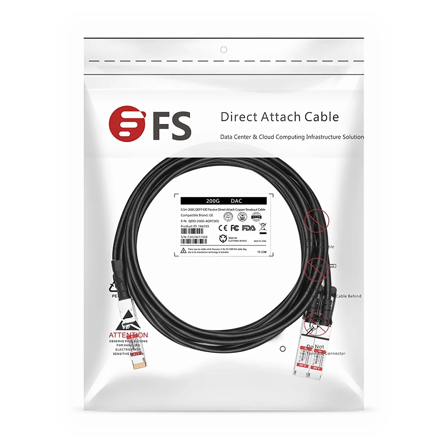 0.5m (2ft) Generic Compatible 200G QSFP-DD 8 x 25G NRZ to 2 x 100G QSFP28 4 x 25G NRZ Passive Direct Attach Copper Breakout Cable