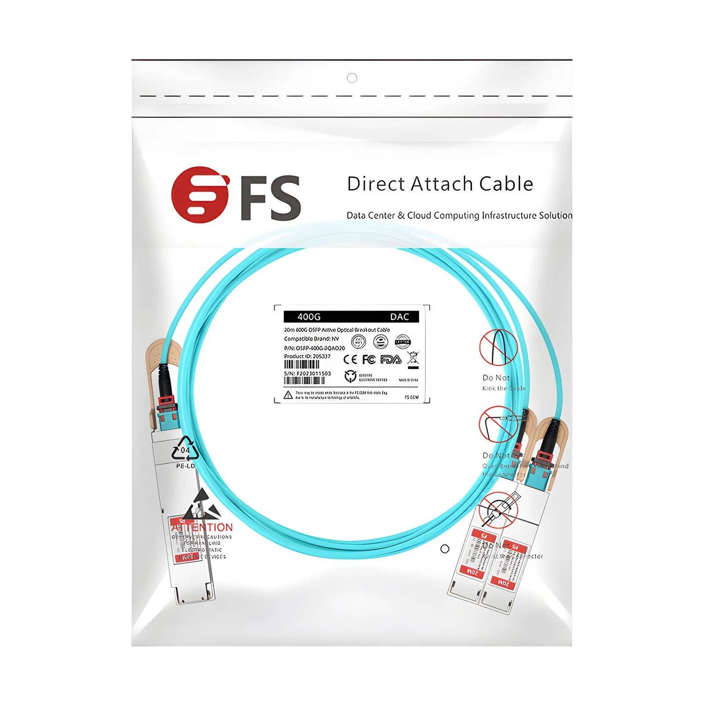20m (66ft) NVIDIA/Mellanox MFA7U10-H020 Compatible 400G OSFP 8 x 50G PAM4 Finned Top to 2 x 200G QSFP56 4 x 50G PAM4 InfiniBand HDR Active Optical Breakout Cable for Quantum-2 Switches and ConnectX-6 HCA