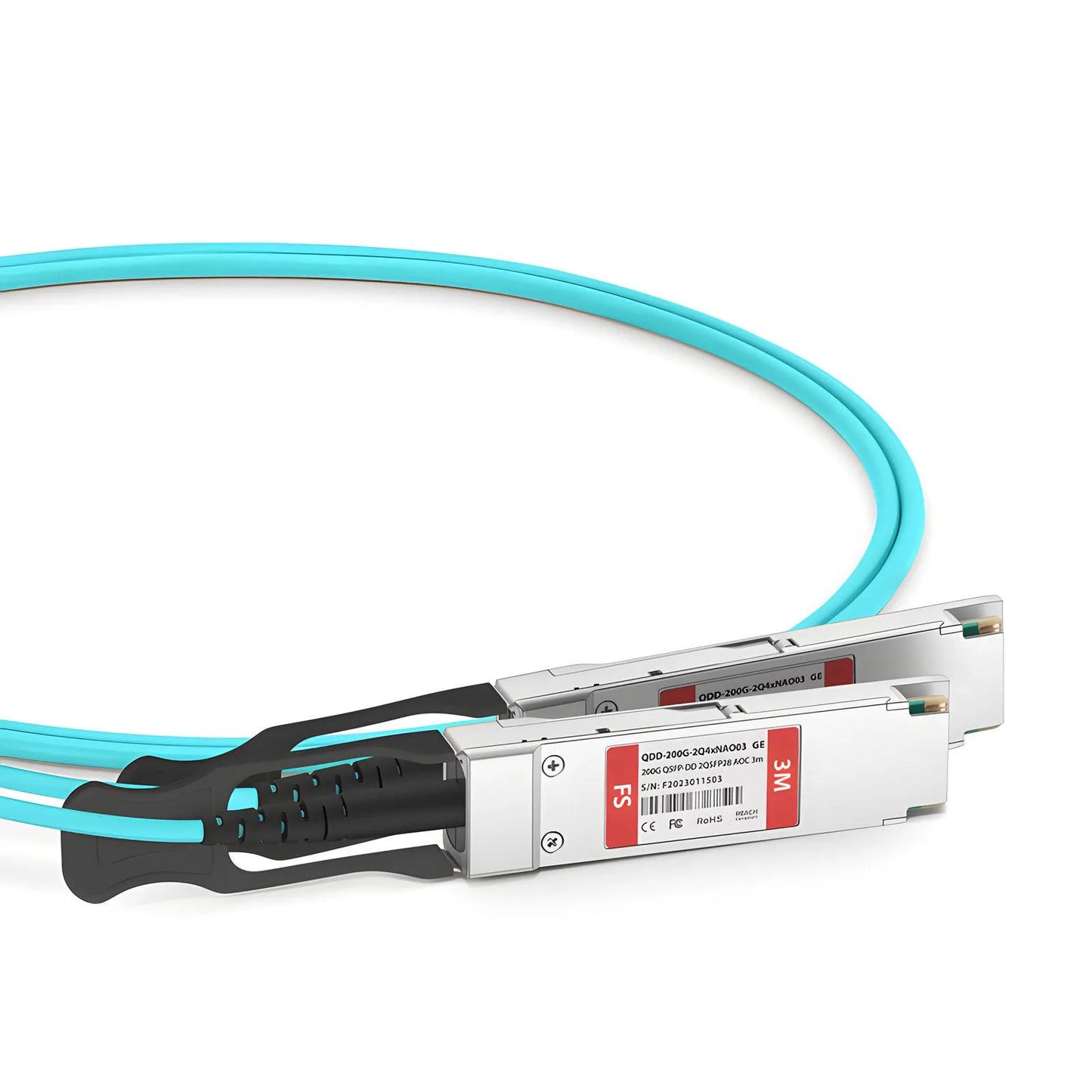 3m (10ft) Generic Compatible 200G QSFP-DD 8 x 25G NRZ to 2 x 100G QSFP28 4 x 25G NRZ Active Optical Breakout Cable