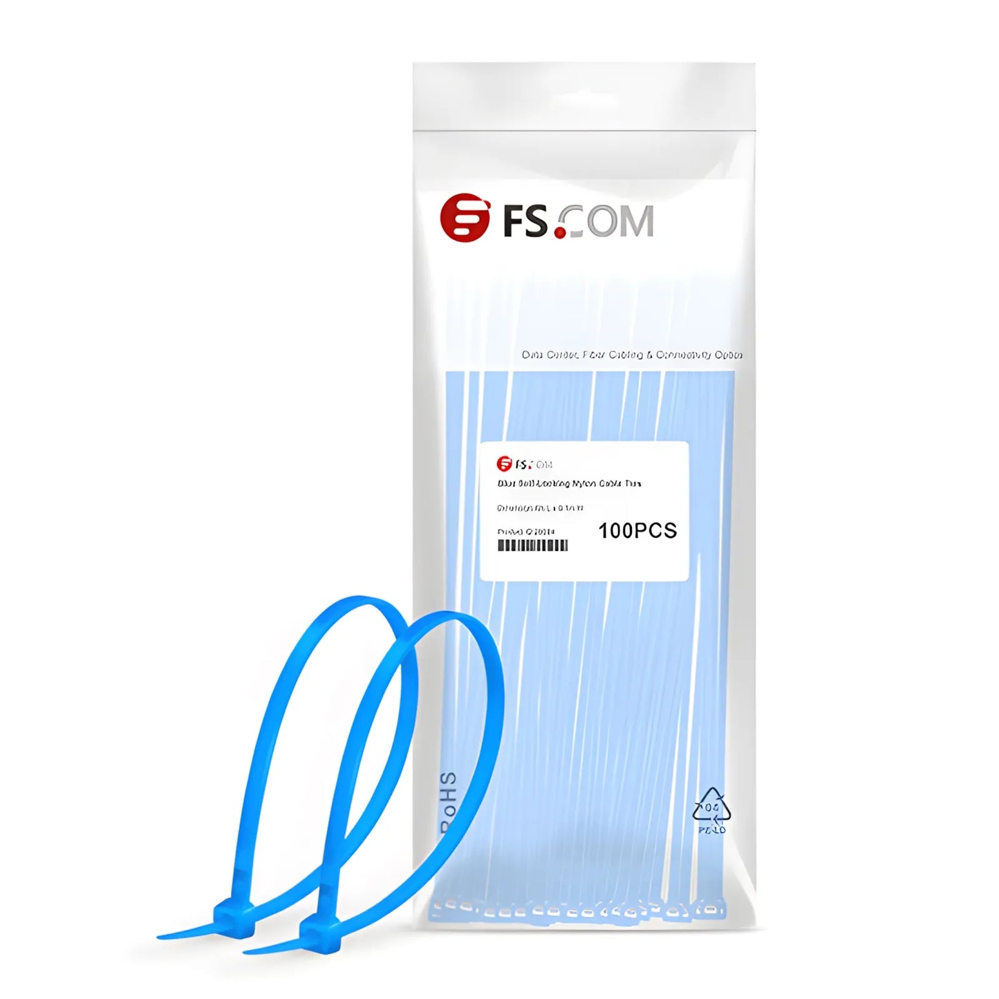 100-Pack 4in.L x 0.1in.W Self-Locking Nylon Cable Ties, Blue