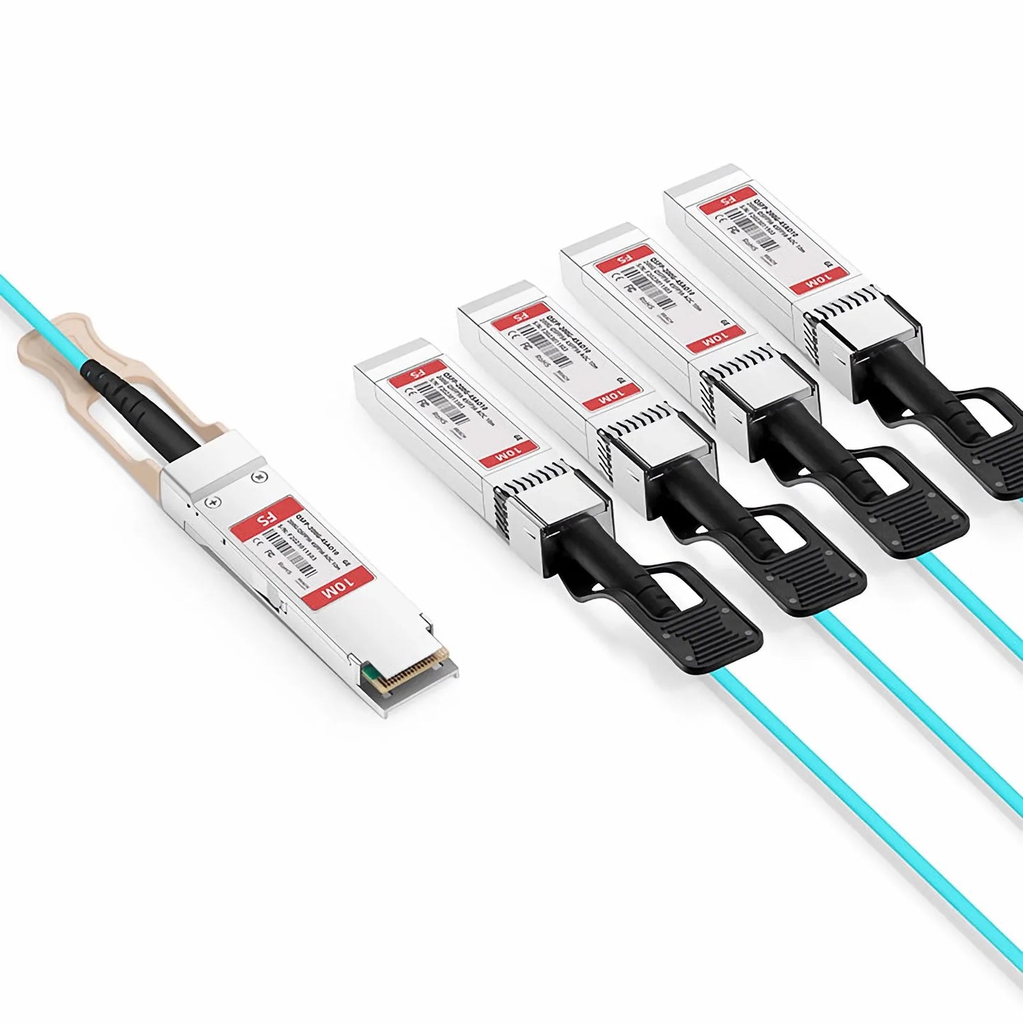 10m (33ft) Generic Compatible 200G QSFP56 4 x 50G PAM4 to 4 x 50G SFP56 50G PAM4 Active Optical Breakout Cable