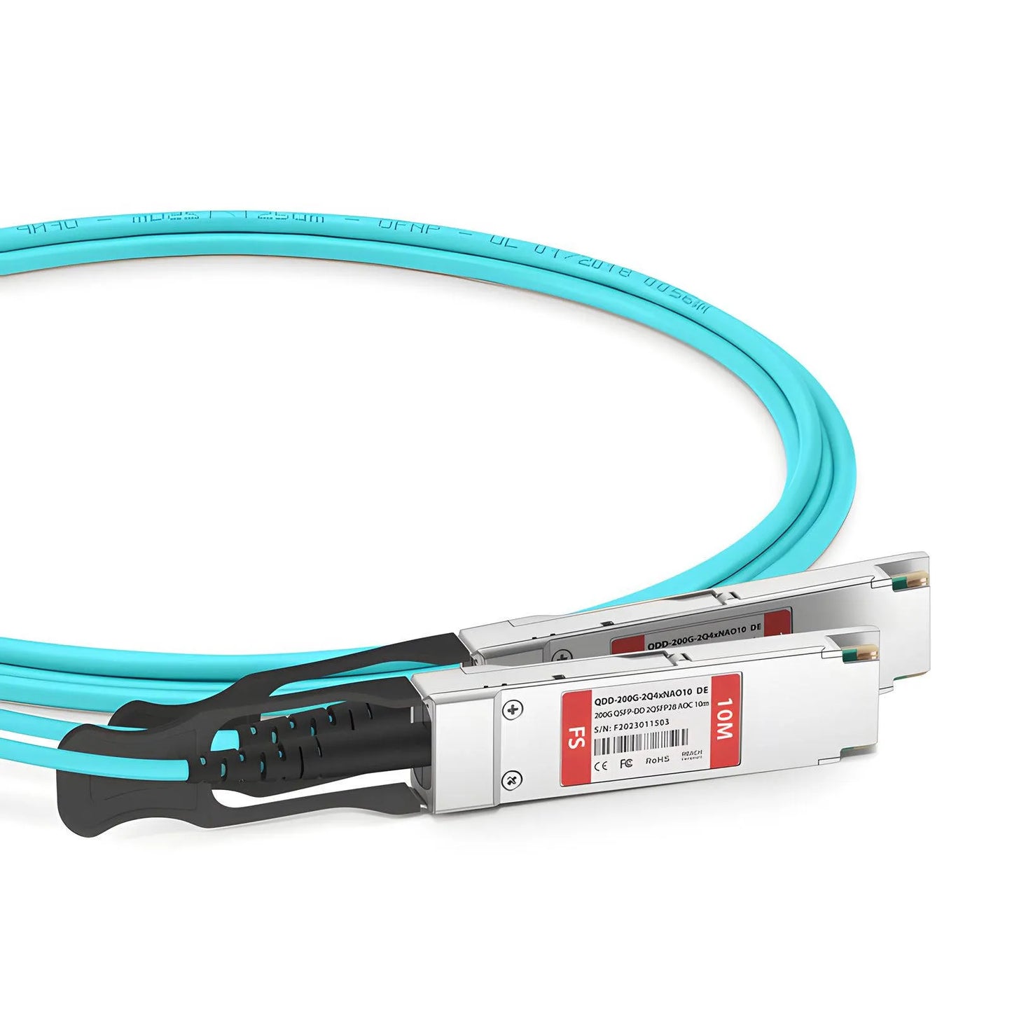 10m (33ft) Dell AOC-Q28DD-2Q28-100G-10M Compatible 200G QSFP-DD 8 x 25G NRZ to 2 x 100G QSFP28 4 x 25G NRZ Active Optical Breakout Cable