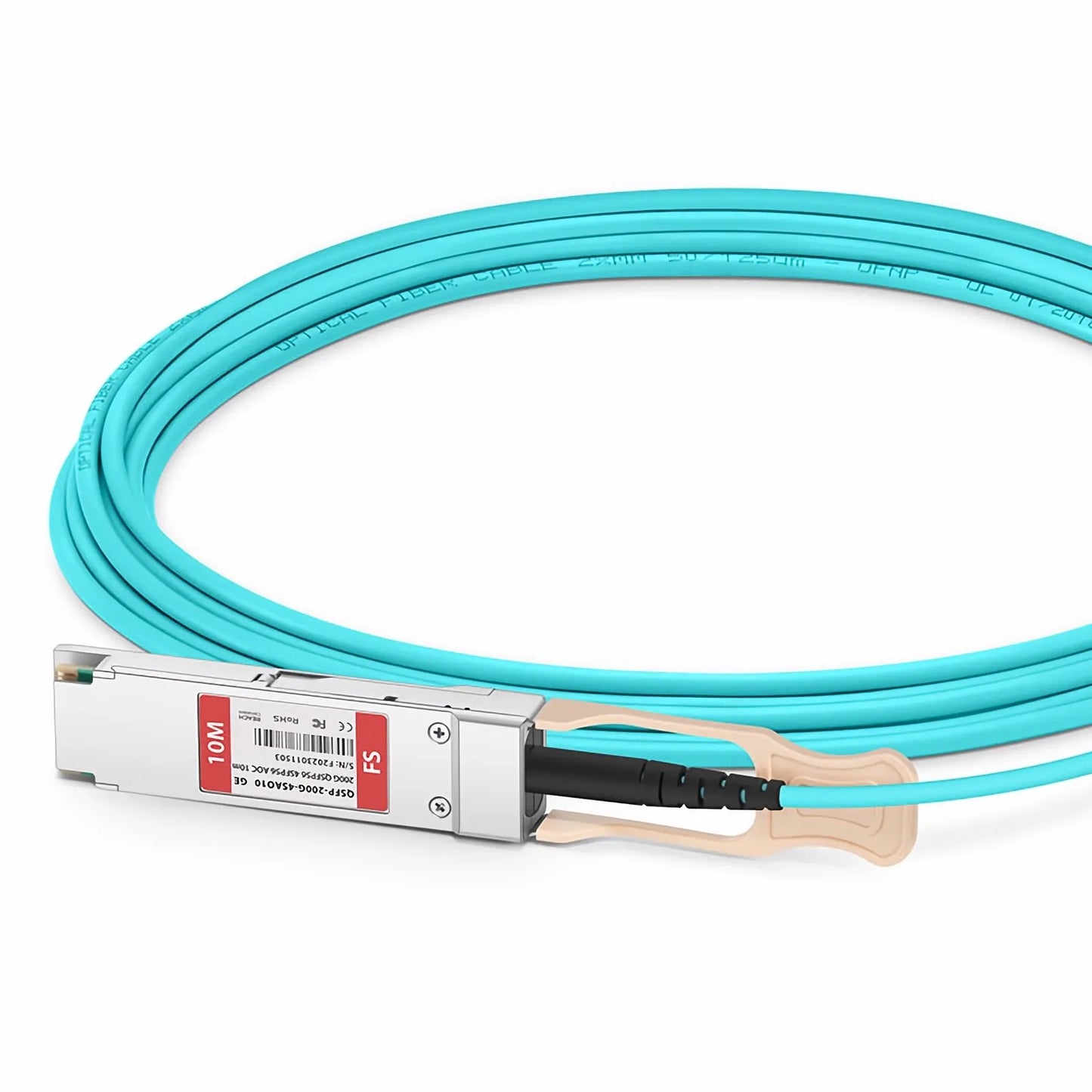 10m (33ft) Generic Compatible 200G QSFP56 4 x 50G PAM4 to 4 x 50G SFP56 50G PAM4 Active Optical Breakout Cable