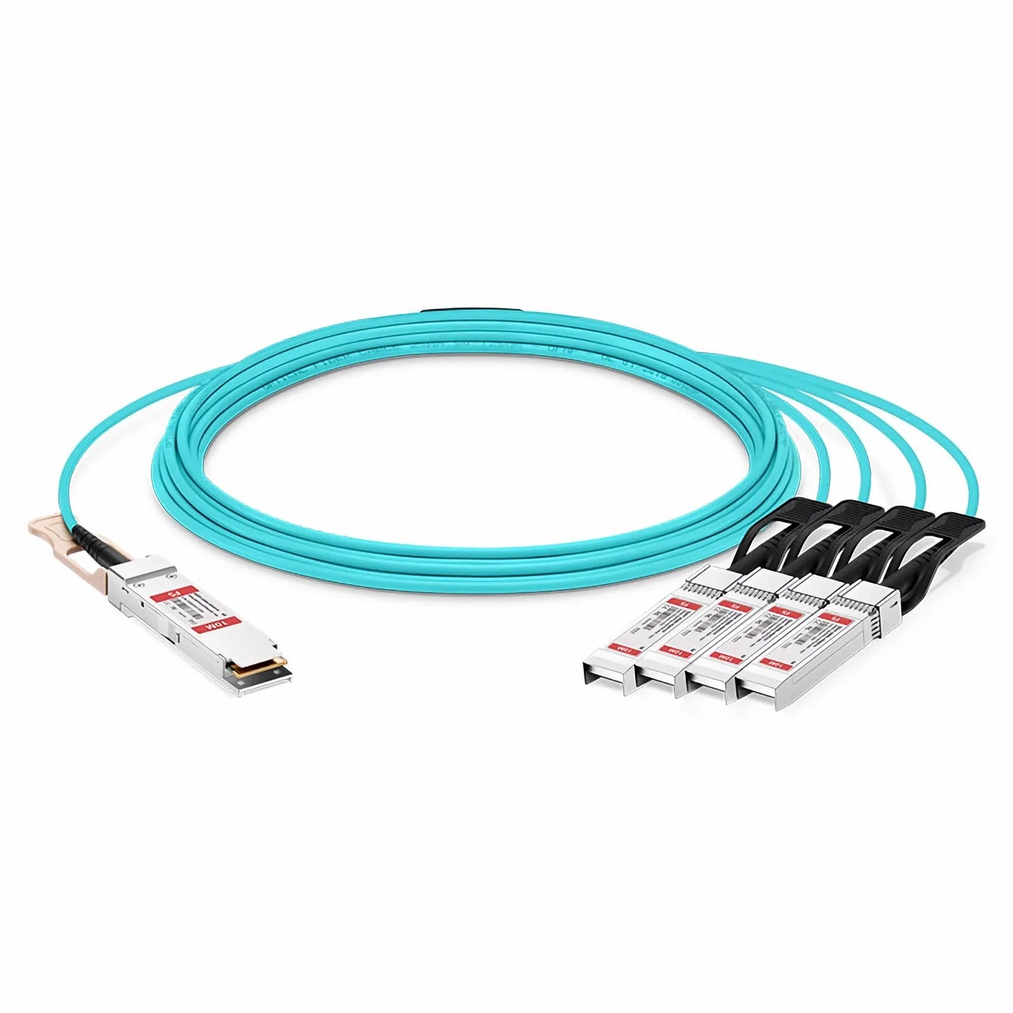 10m (33ft) Generic Compatible 200G QSFP56 4 x 50G PAM4 to 4 x 50G SFP56 50G PAM4 Active Optical Breakout Cable