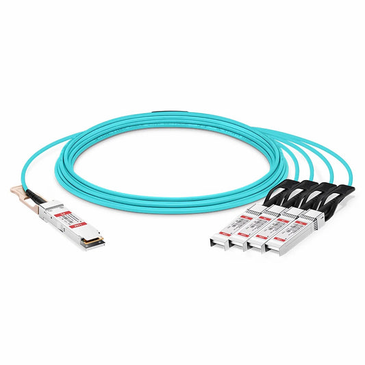 10m (33ft) Generic Compatible 200G QSFP56 4 x 50G PAM4 to 4 x 50G SFP56 50G PAM4 Active Optical Breakout Cable
