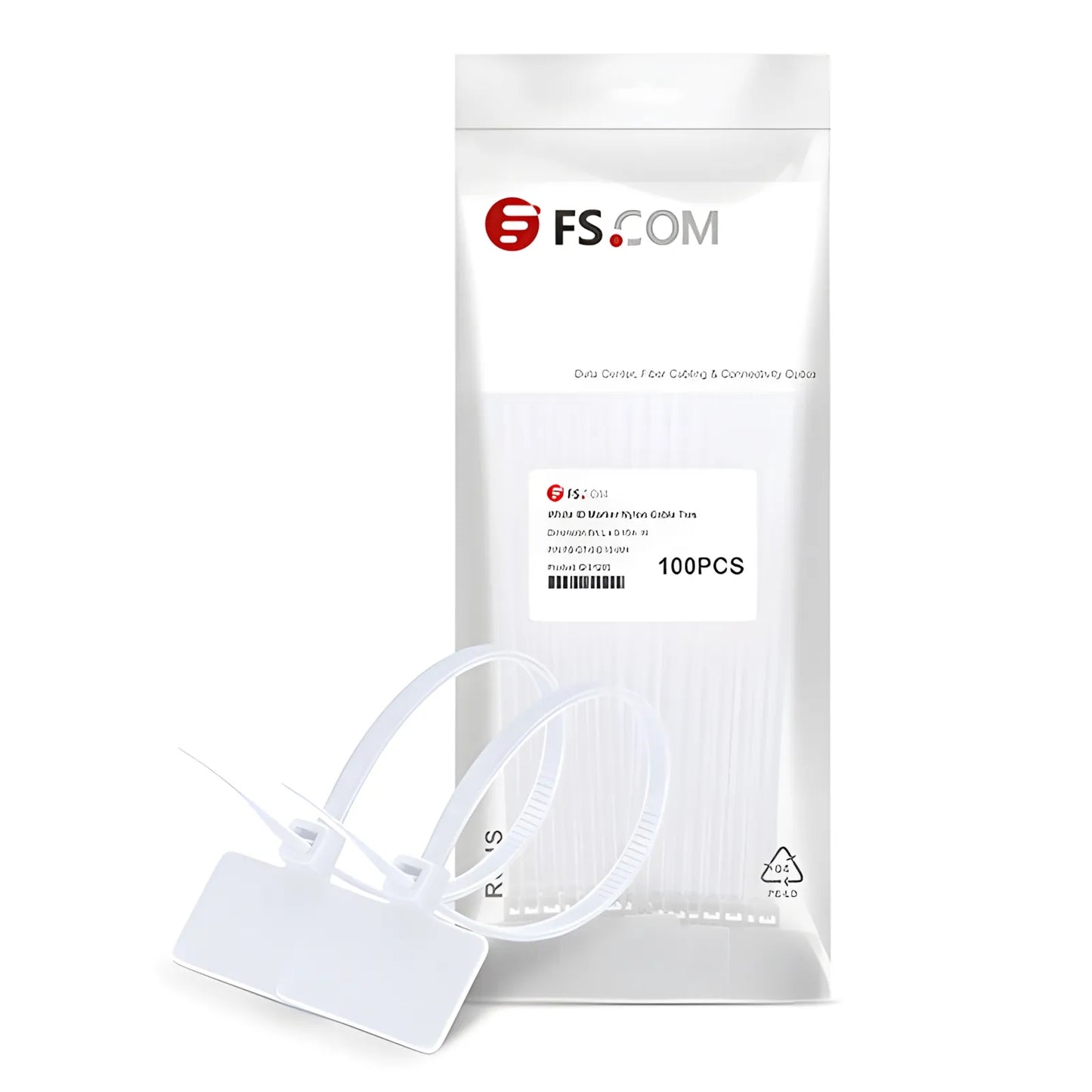 100-Pack 6in.L x 0.15in.W ID Marker Nylon Cable Ties-Outside Flag-White