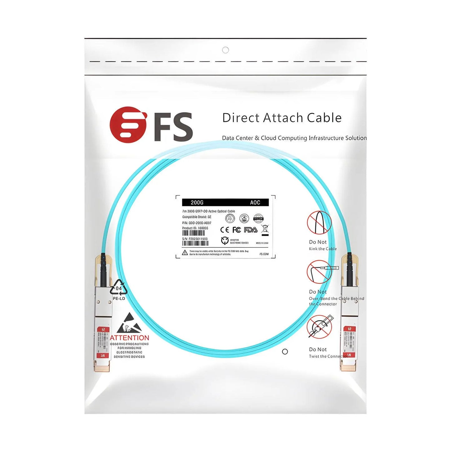 10m (33ft) Dell Compatible 200G QSFP-DD 8 x 25G NRZ Active Optical Cable