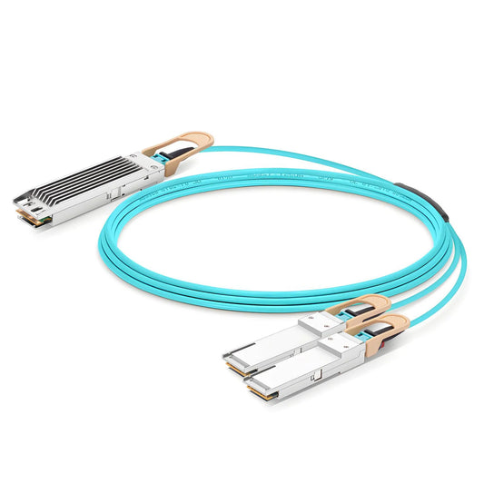 15m (49ft) NVIDIA/Mellanox MFA7U10-H015 Compatible 400G OSFP 8 x 50G PAM4 Finned Top to 2 x 200G QSFP56 4 x 50G PAM4 InfiniBand HDR Active Optical Breakout Cable for Quantum-2 Switches and ConnectX-6 HCA